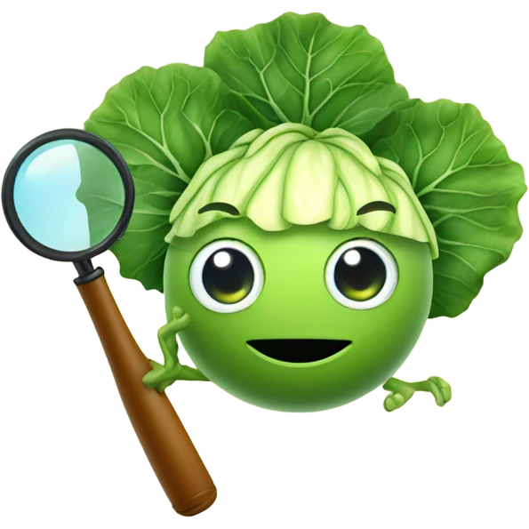 smiling cabbage hold magnifying glass emoji