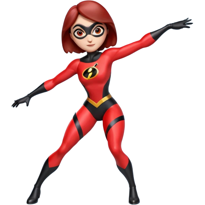 Isolated, detaile illustration of the most incredibly adorable superhero Elastigirl
figurine imaginable, toy style. 3D rendering emoji