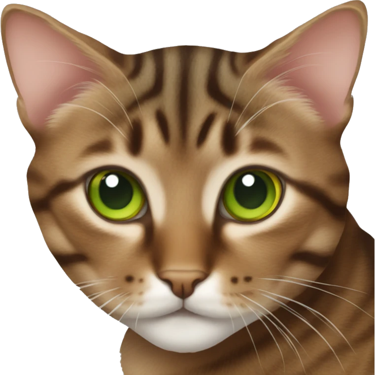 Brown tabby cat green eyes emoji