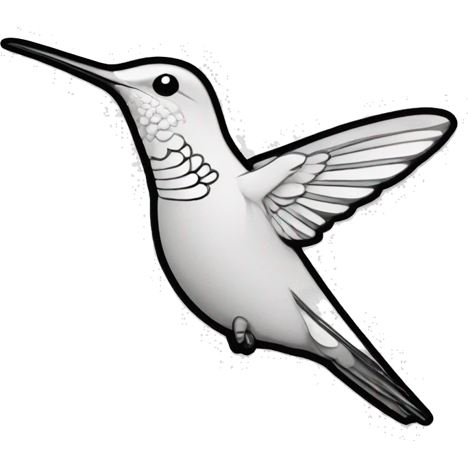 hummingbird Bird black and white outline emoji