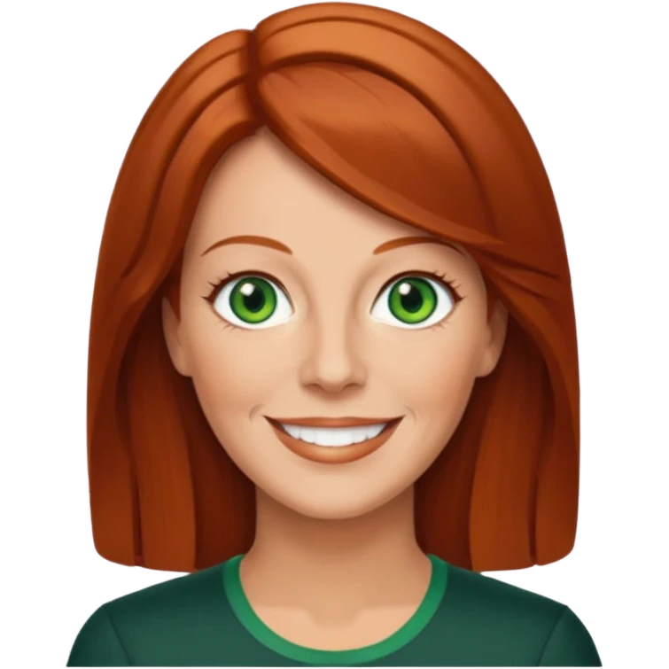 Anni-Frid Lyngstad with green eyes, reddish-brown hair emoji