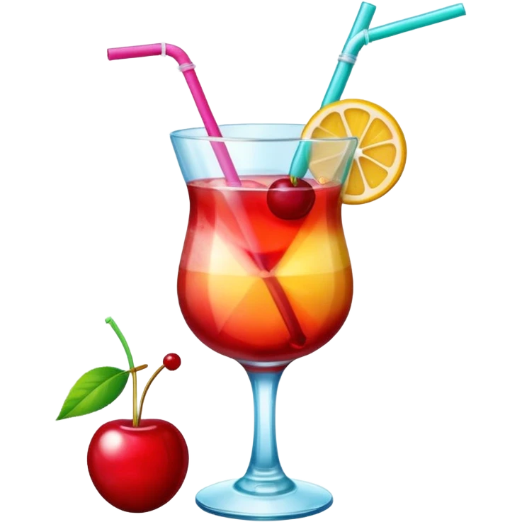 A sex on the beach cocktail in a glas, with a straw and a cherry on top as a accessoire emoji