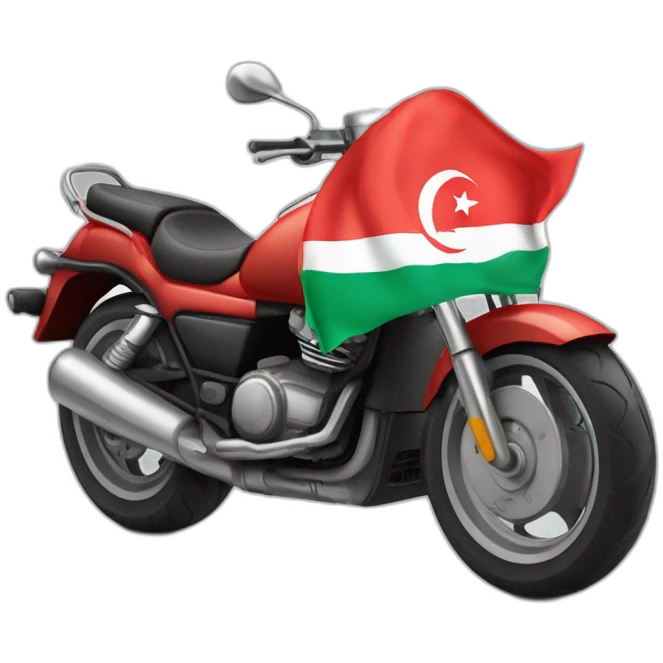 quelqu'un sur une moto avec le drapeau du Maroc derrière emoji