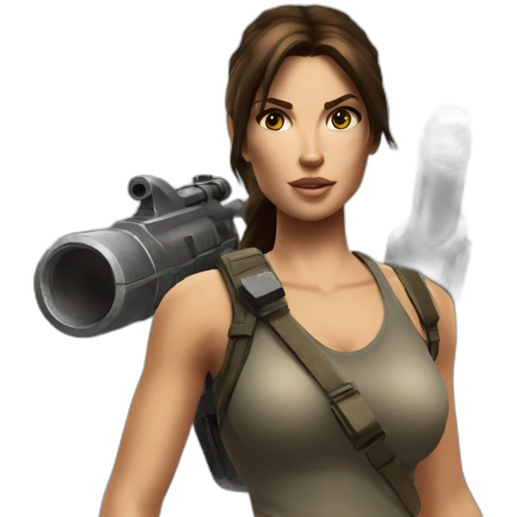 Lara croft with bazooka emoji