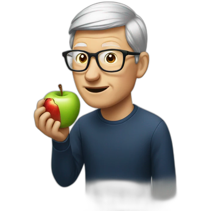 Tim Cook eating apple logo emoji