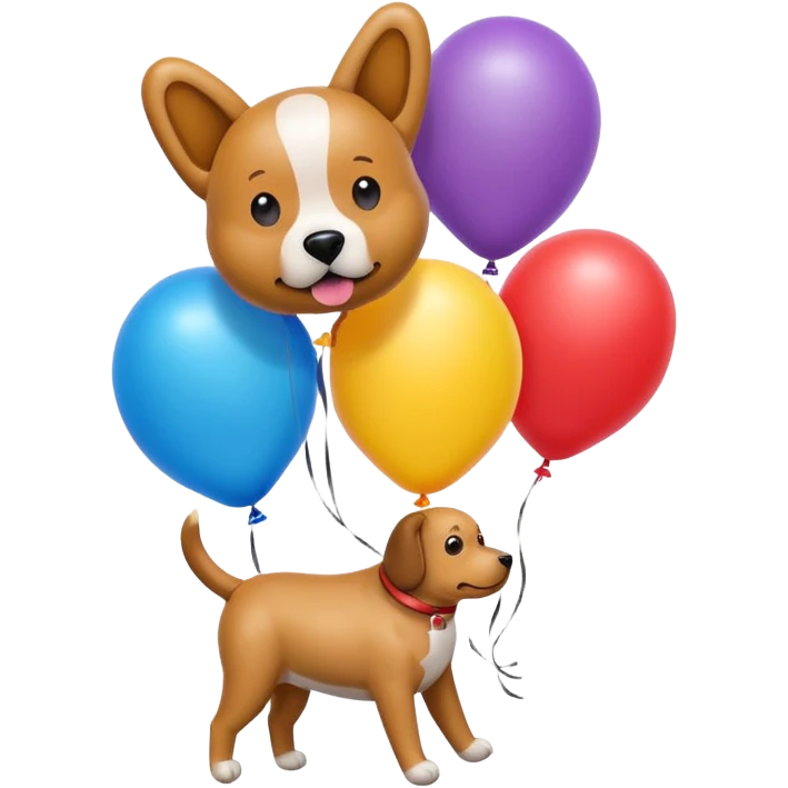 dog shaped flying balloons emoji