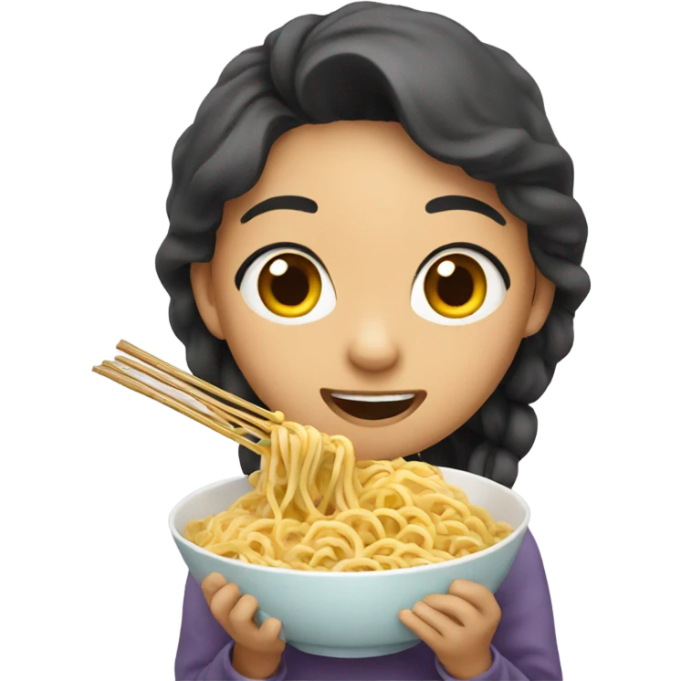 girl eating noodles emoji