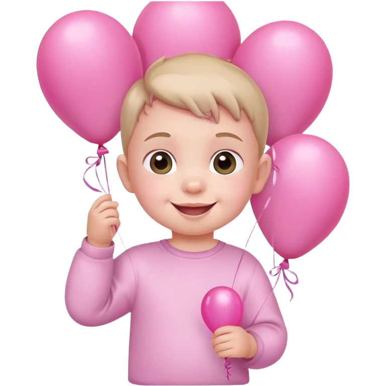 cute smiling baby holding pink balloons emoji