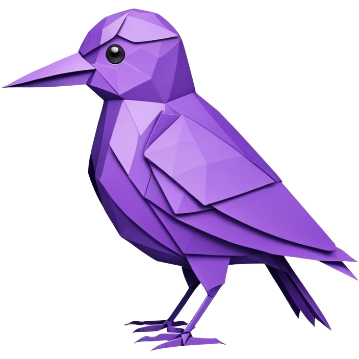 intricate purple colored bird origami  emoji