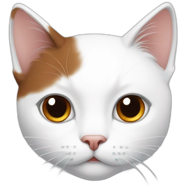 White cat with a little of brown, red and black hair emoji