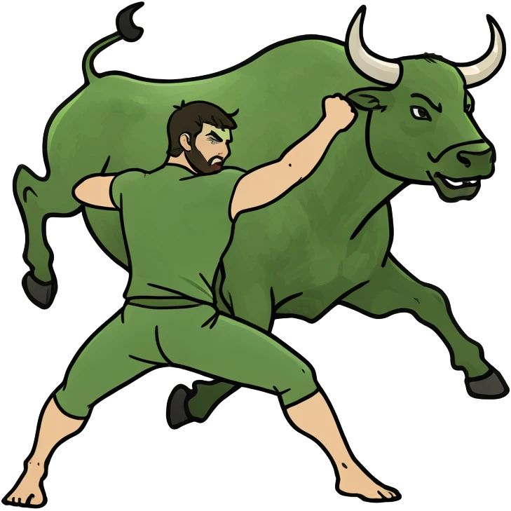 Fighting a bull emoji