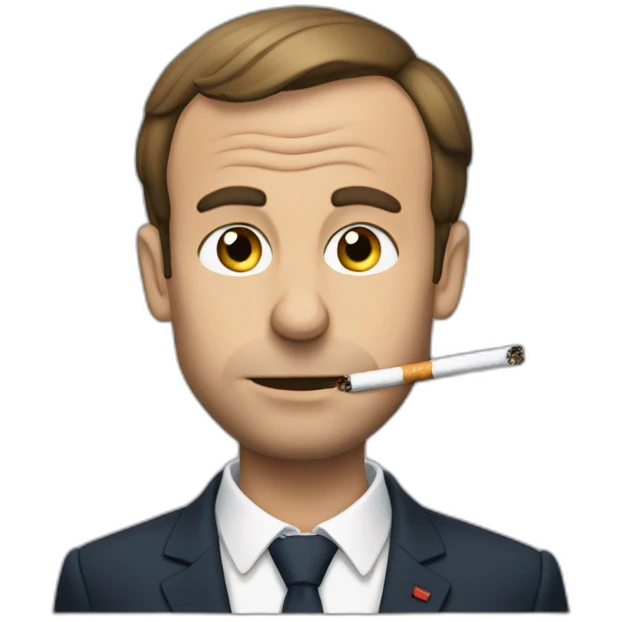 Macron qui fume une cigarette  emoji