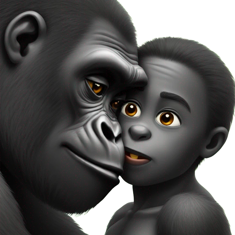 Gorilla kissing a boy emoji