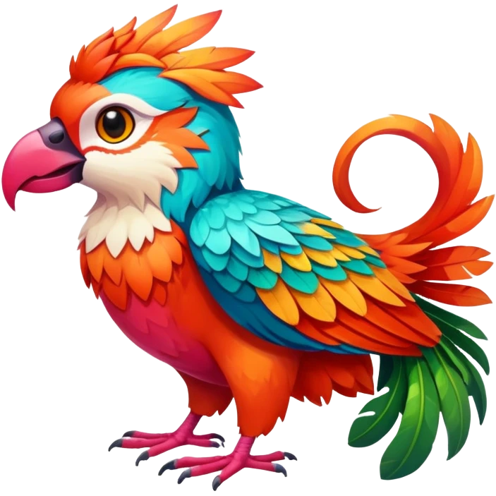Colorful exotic tropical Falvie-Fionbri, full body emoji