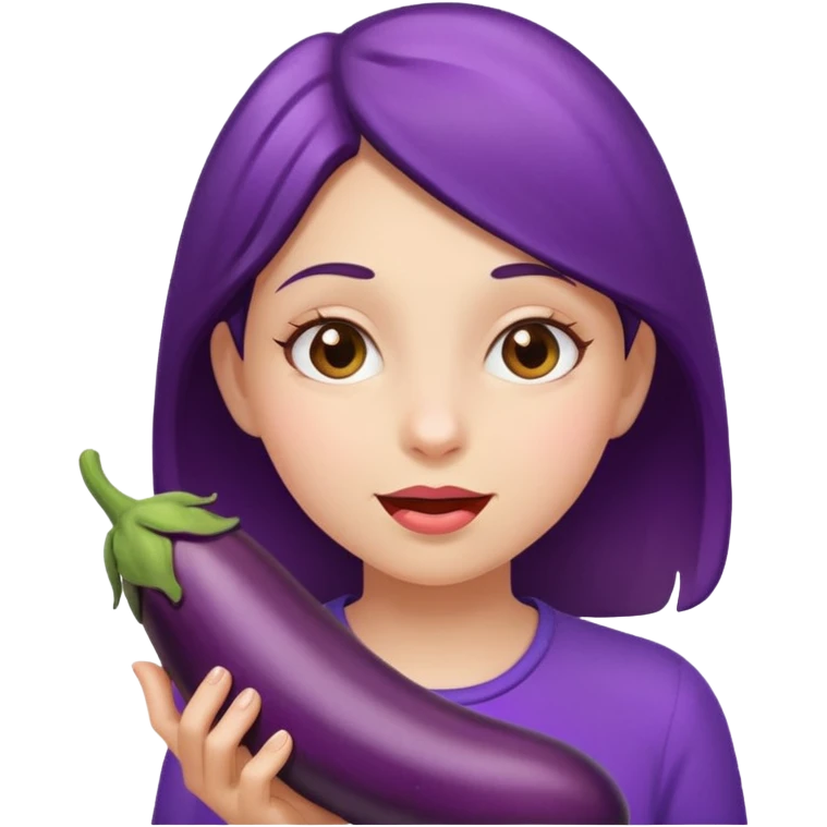 Girl eating eggplant emoji