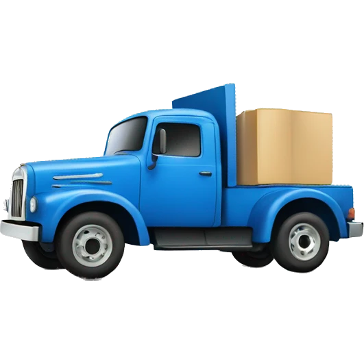 A blue book with a truck on the cover of the book.  emoji