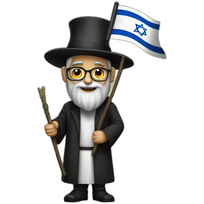 rabbin with Sidelocks holding israel flag emoji