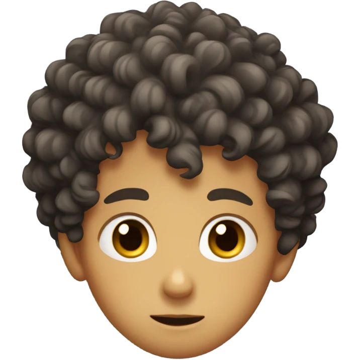 A curly hair circle with cute big anime eyes boy emoji