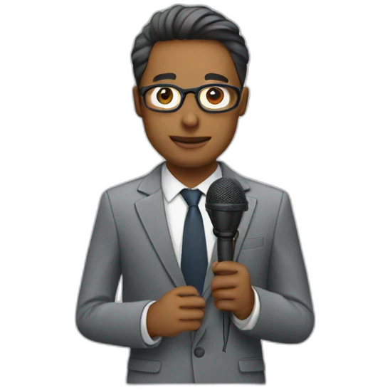 journalist with microphone emoji