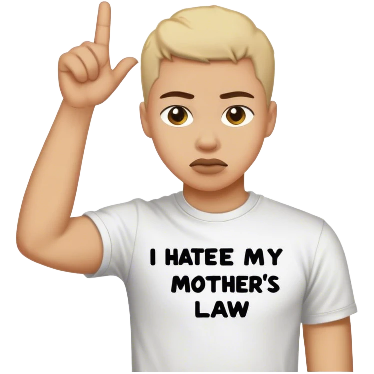 Guy wearing t shirt saying I hate my mothers law emoji