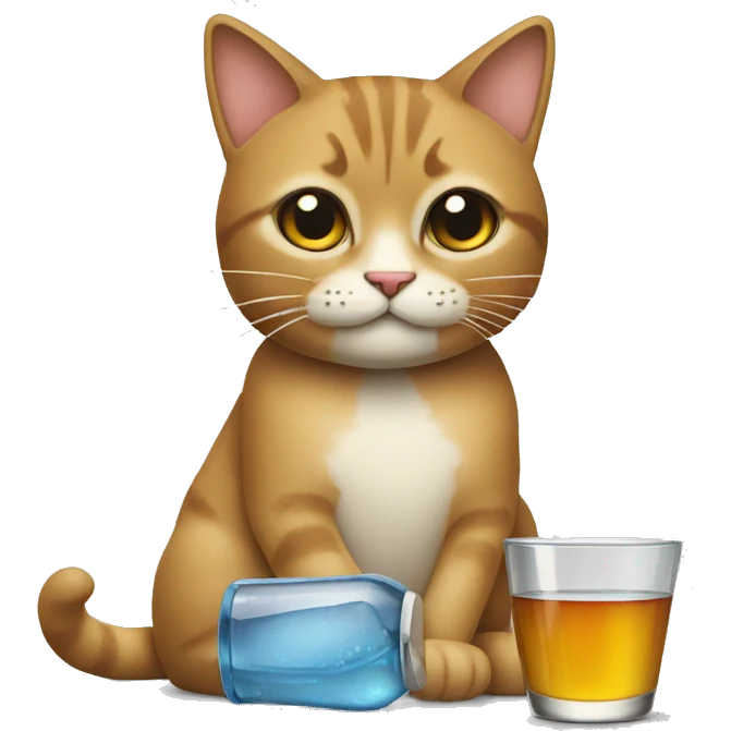 Un chat qui boit de l'alcool emoji