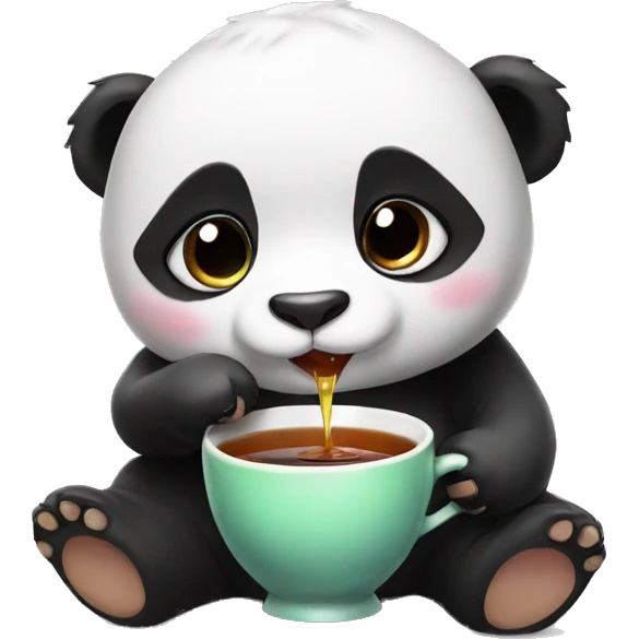 Cute panda baby drinking tea emoji