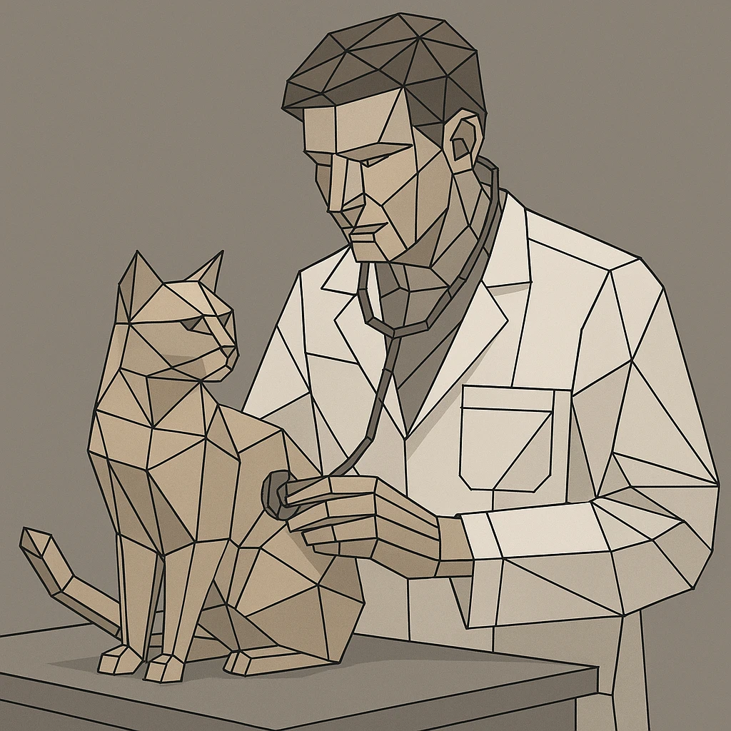veterinarian examining a cat emoji