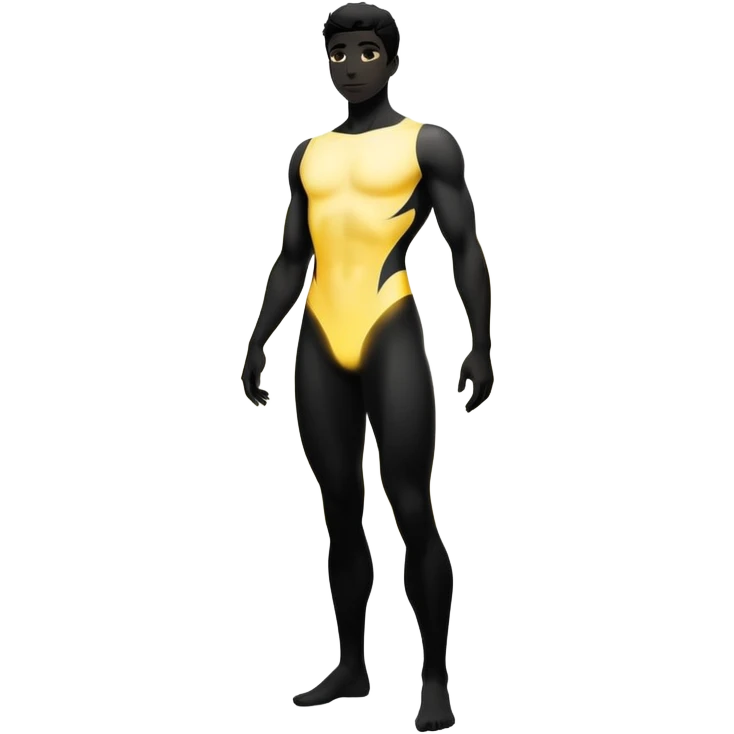 minimalist b&w male silhouette with flowing black-and-white curves across the lower body, now overlaid with a small, softly glowing spark or radiant light near the chest or head — heart symbolizing inspiration, inner fire, and creative energy awakening” style glow yellow emoji