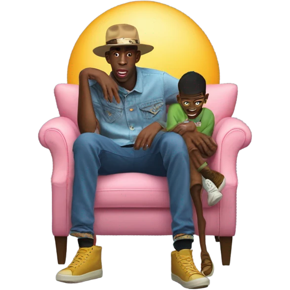 Tyler the Creator sitting on Lil Nas Xs lap emoji