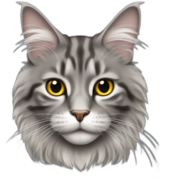 Cat maine coon grey emoji