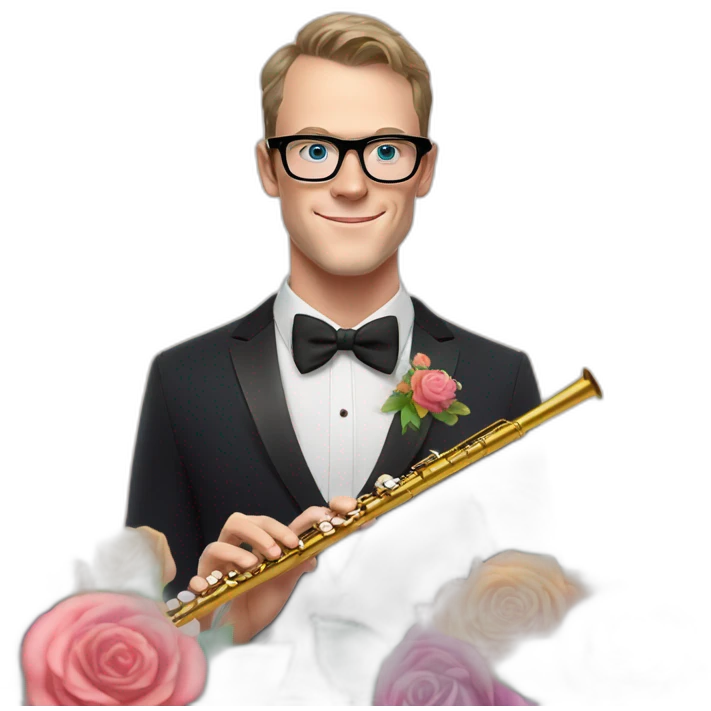 Jonathan Toews wearing glasses as a rainbow musical flute instrument in a symphony with pastel roses emoji