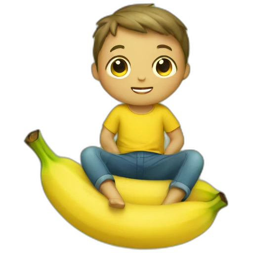 Boy sit in banana emoji
