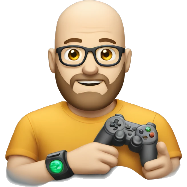 white bald man with beard playing videogames emoji