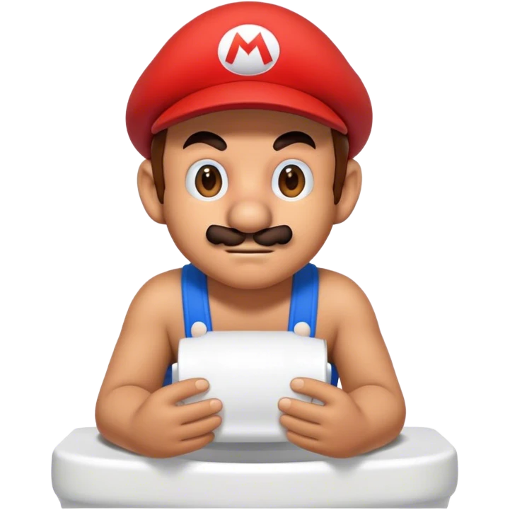 Mario on the toilette face  emoji