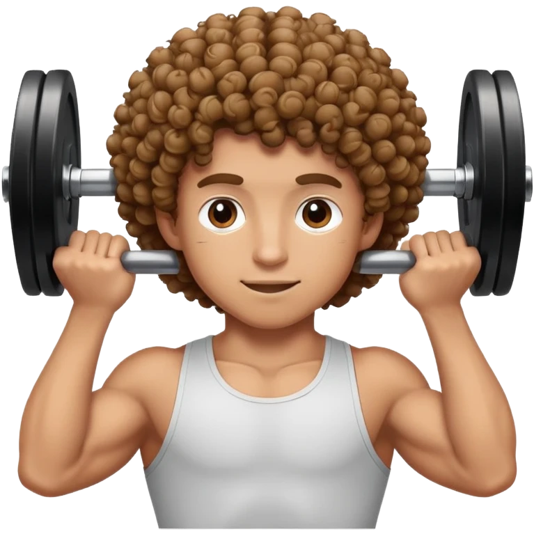 curly haired boy lifting weights at the gym emoji