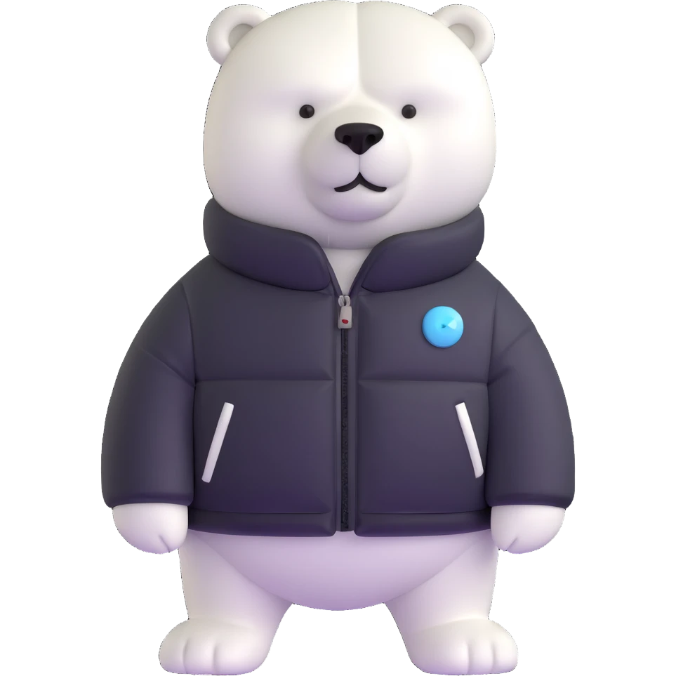 polar bear wearing white puffer jacket emoji