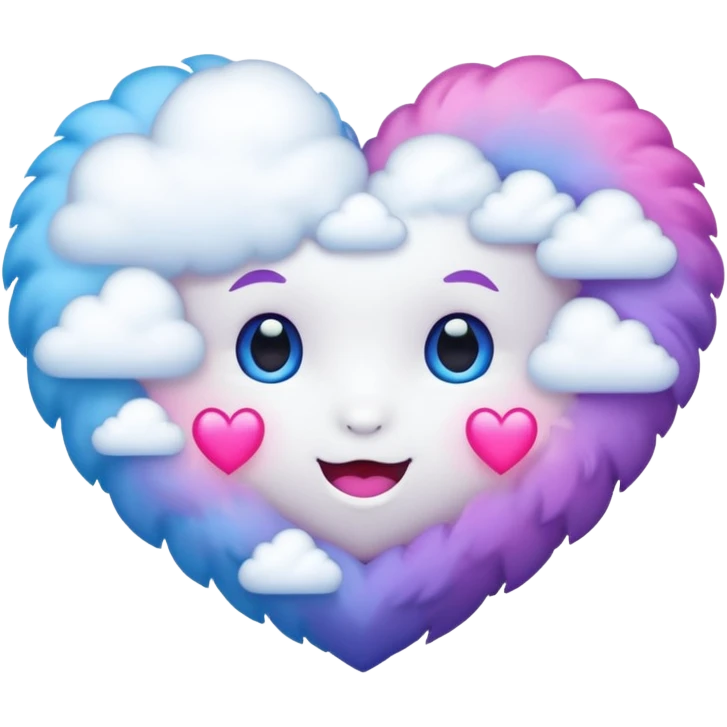Cloud under a pink blue and Purple Heart all blended together  emoji