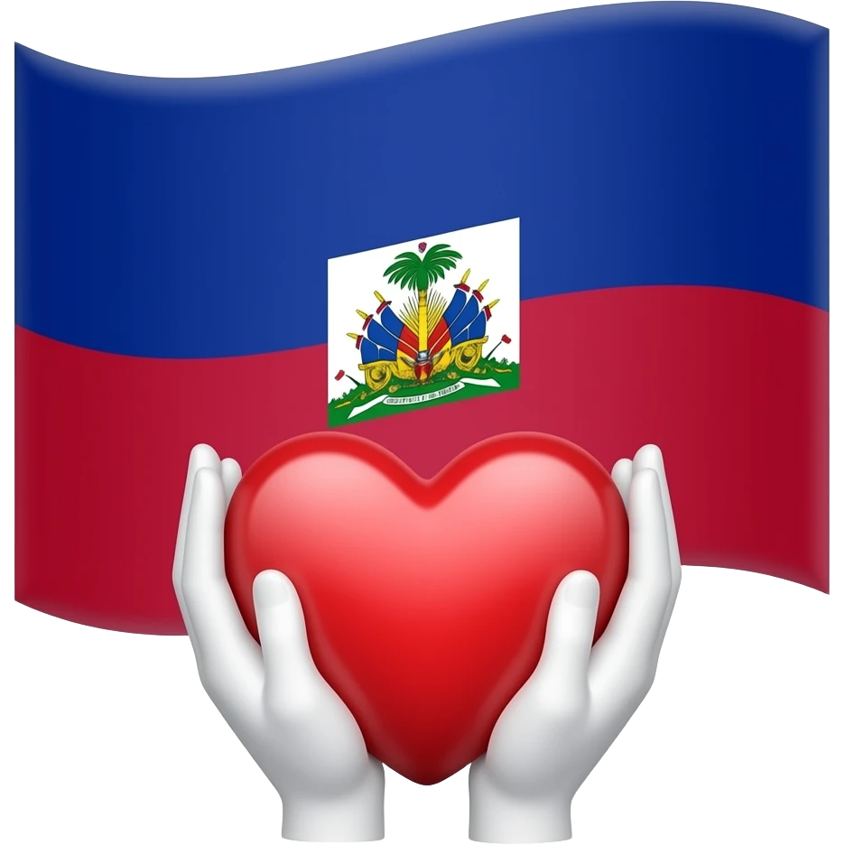 The Haitian flag with hands holding a heart emoji