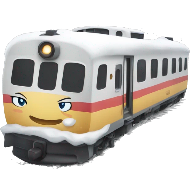 Cute Train covered in snow  emoji