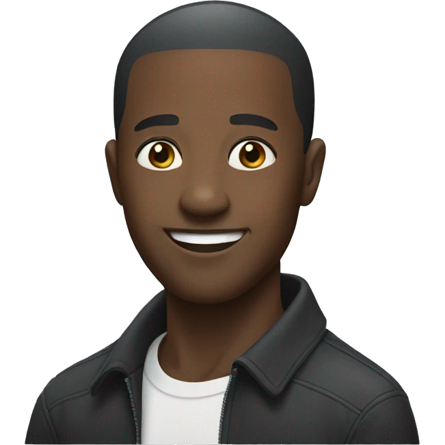 A black man with short hair smiling emoji