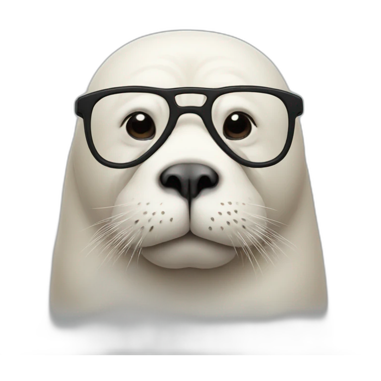 white walrus with glasses emoji