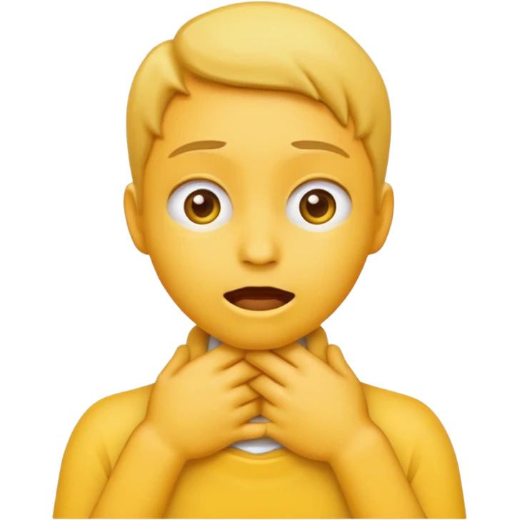 Yellow emoji doing choking emote with hands around neck emoji