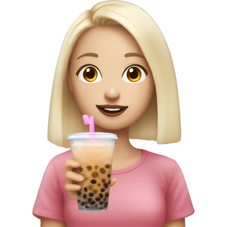 Blonde girl drinking bubble tea emoji