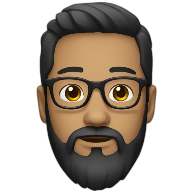designer with black hair, black specs, black beard, light brown skin, oval face emoji