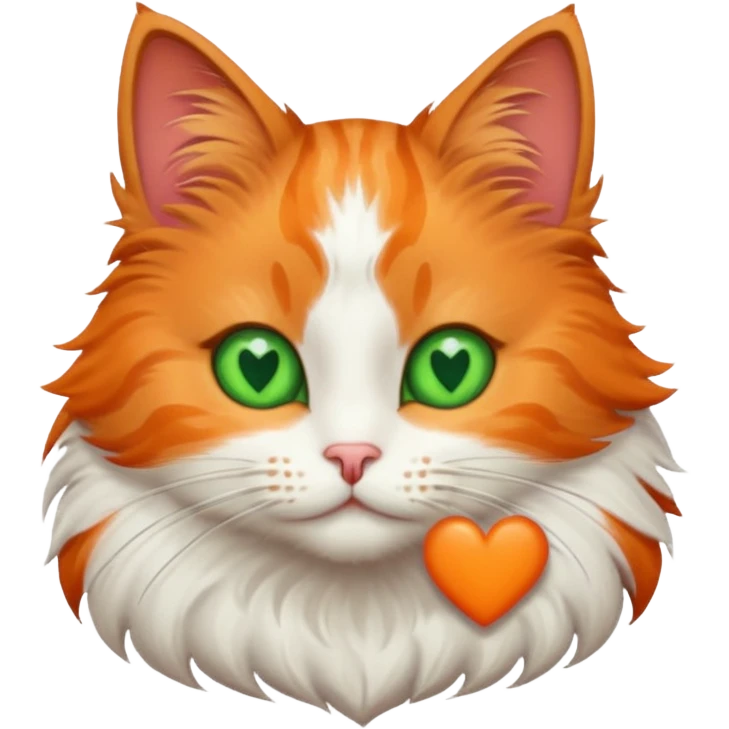 A cat with green eyes and a heart emoji