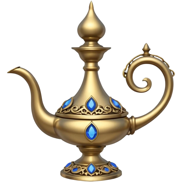 a genie lamp with blue gems and a DD carved emoji