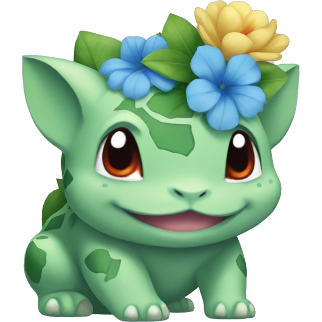 Bulbasaur with a flower crown  emoji