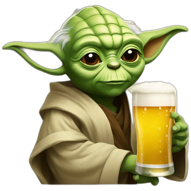 Yoda with beer emoji