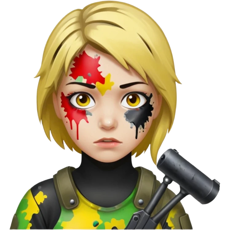 paintball player face girl emoji