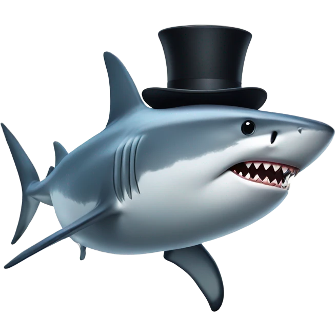 Shark with a top hat emoji